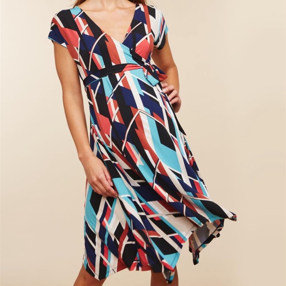 NWT Motherhood Maternity Faux Wrap Maternity Dress